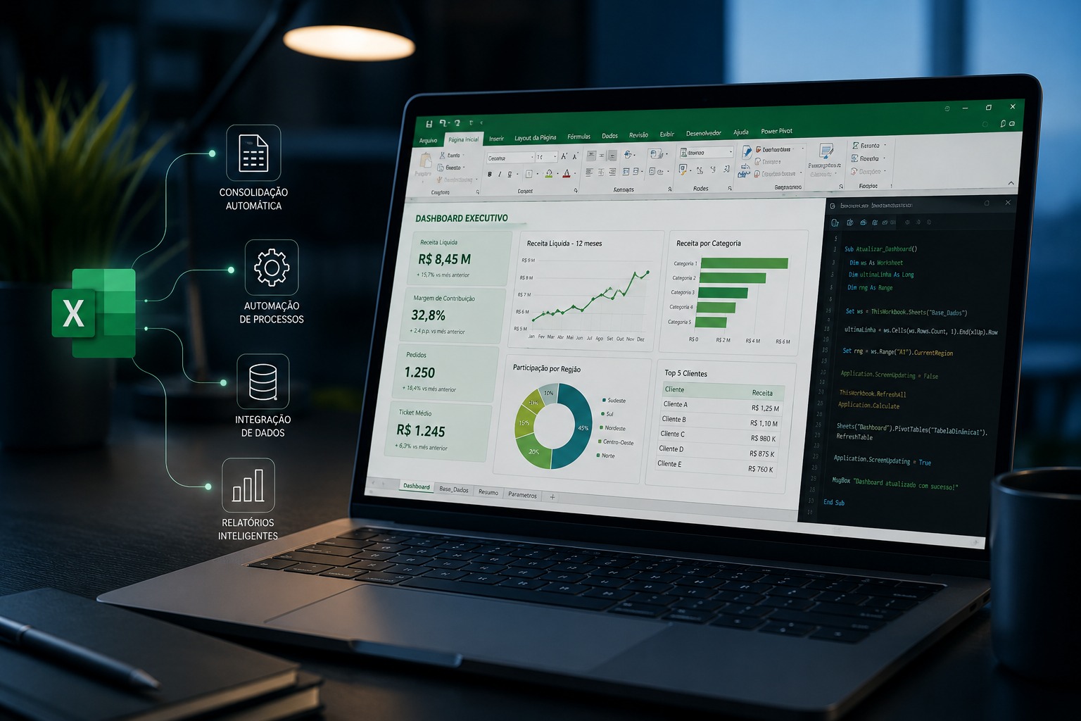 Profissional trabalhando com planilhas Excel